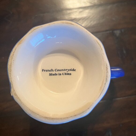 Blue and Cream Pedestal Mug French Countryside - Picture 3 of 3